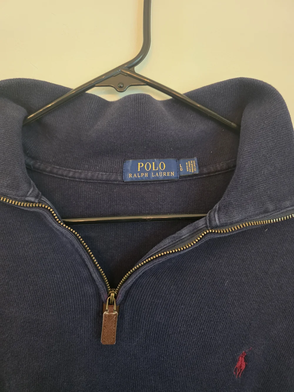 Ralph Lauren Navy Half-Zip Sweater with Red Pony